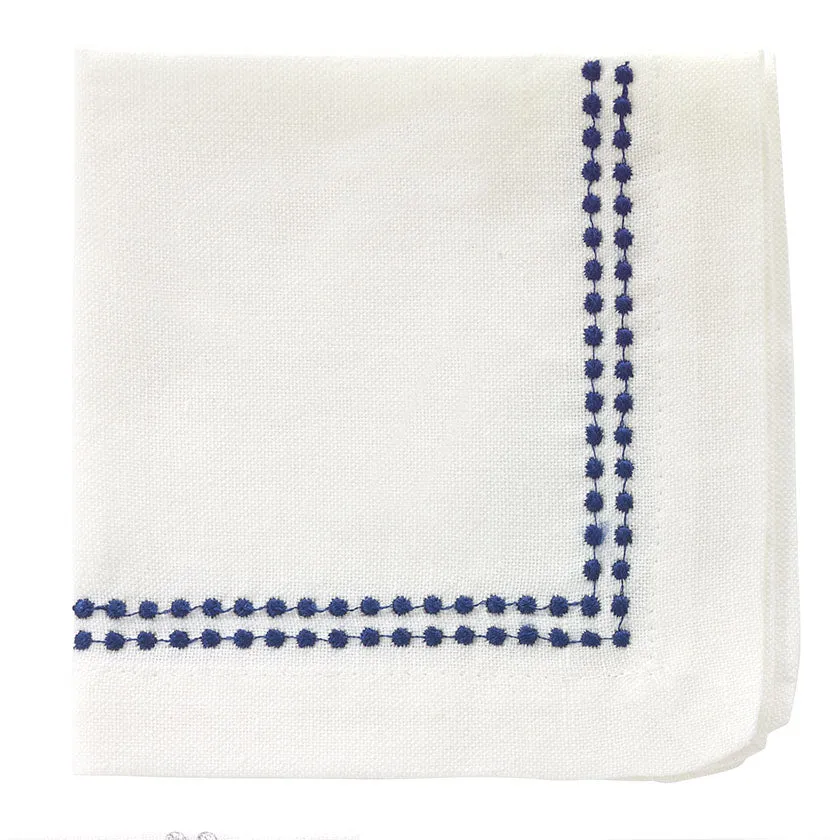 Pearls Navy 10 Cocktail Napkin -  Set 4