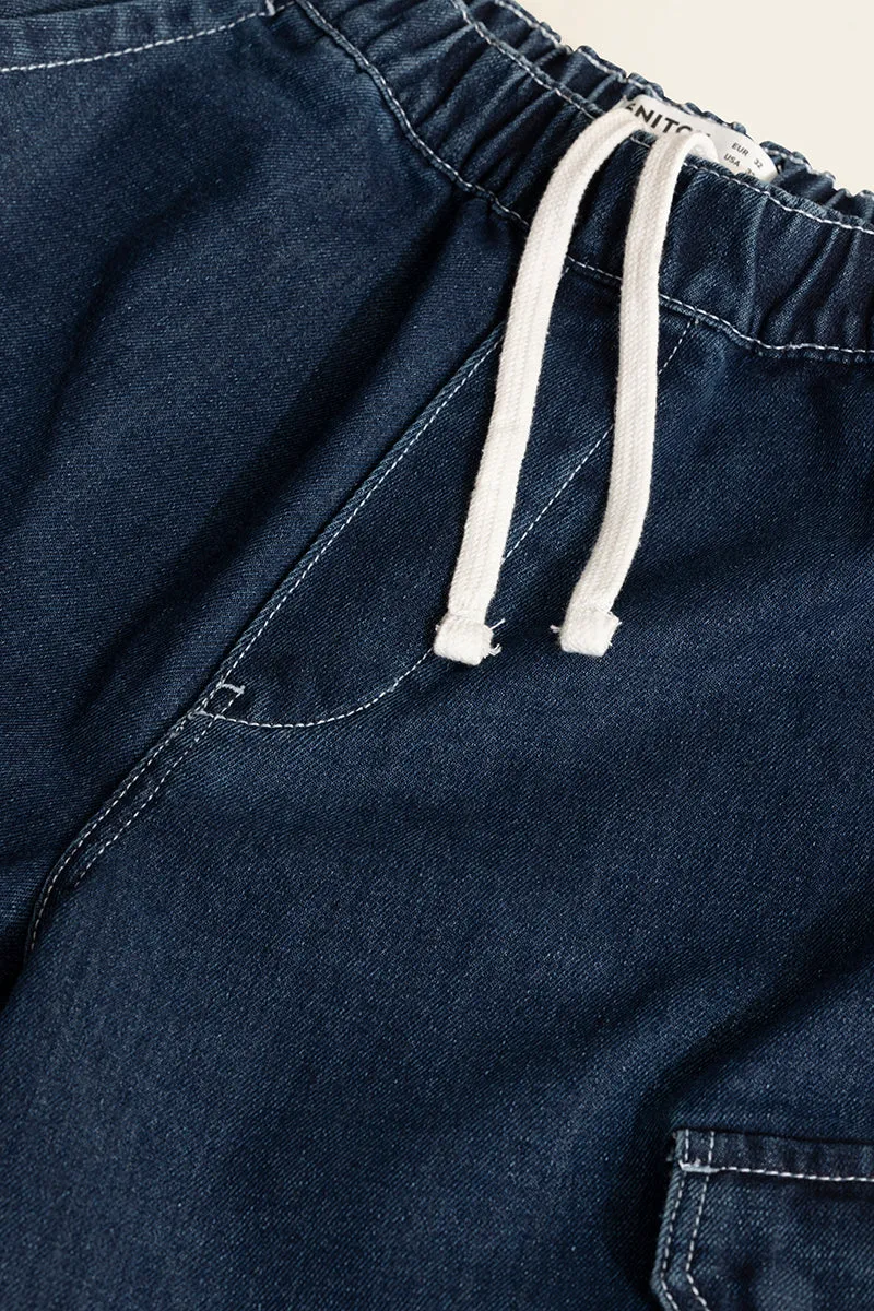 Pull On Denim Blue Baggy Fit Jeans