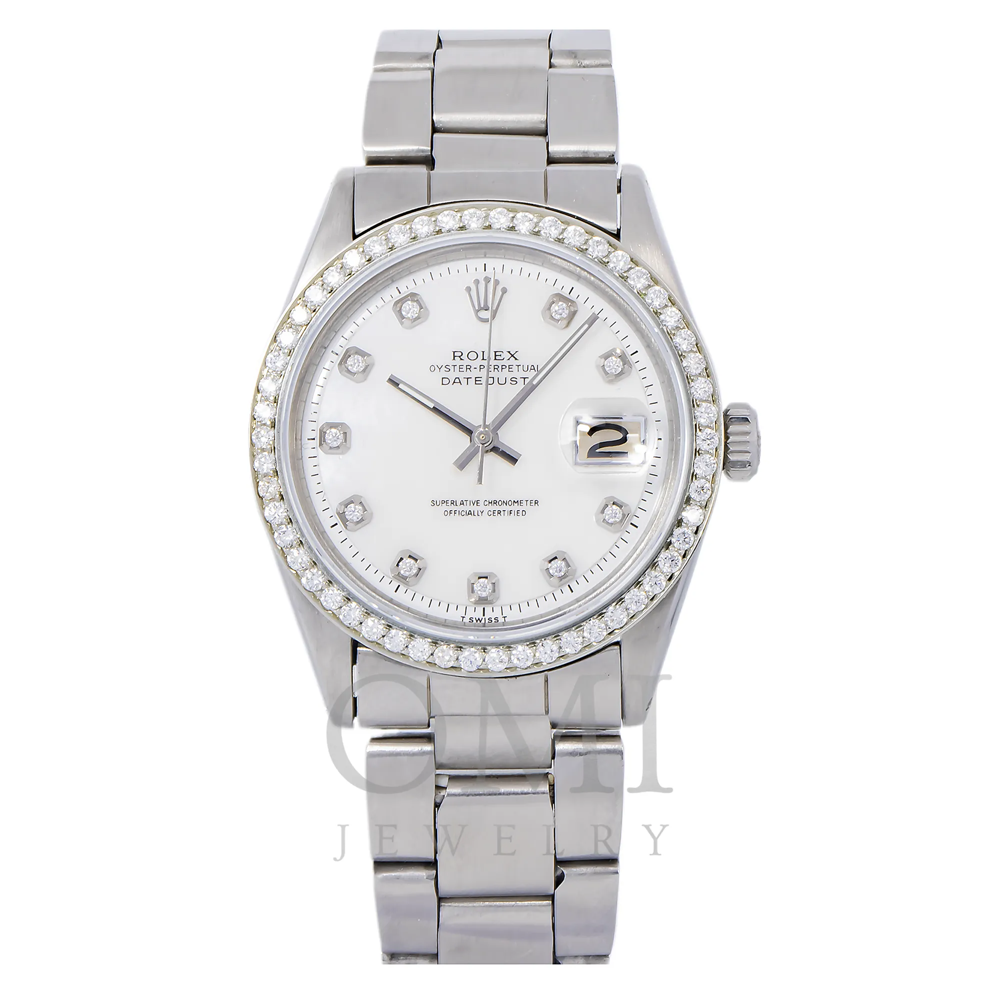 ROLEX DATEJUST 1601 36MM, WHITE DIAMOND DIAL WITH STAINLESS STEEL OYSTER BRACELET