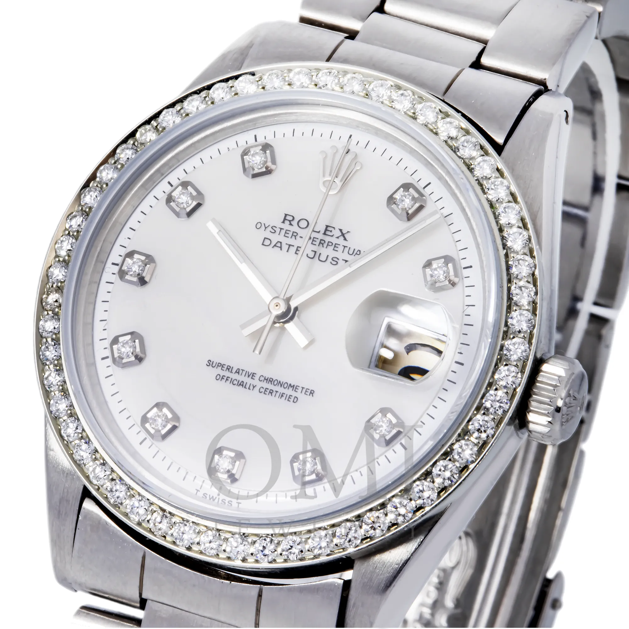 ROLEX DATEJUST 1601 36MM, WHITE DIAMOND DIAL WITH STAINLESS STEEL OYSTER BRACELET