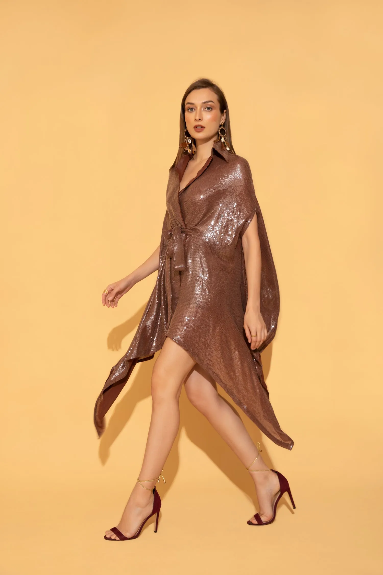 Rust Sequins Kaftan