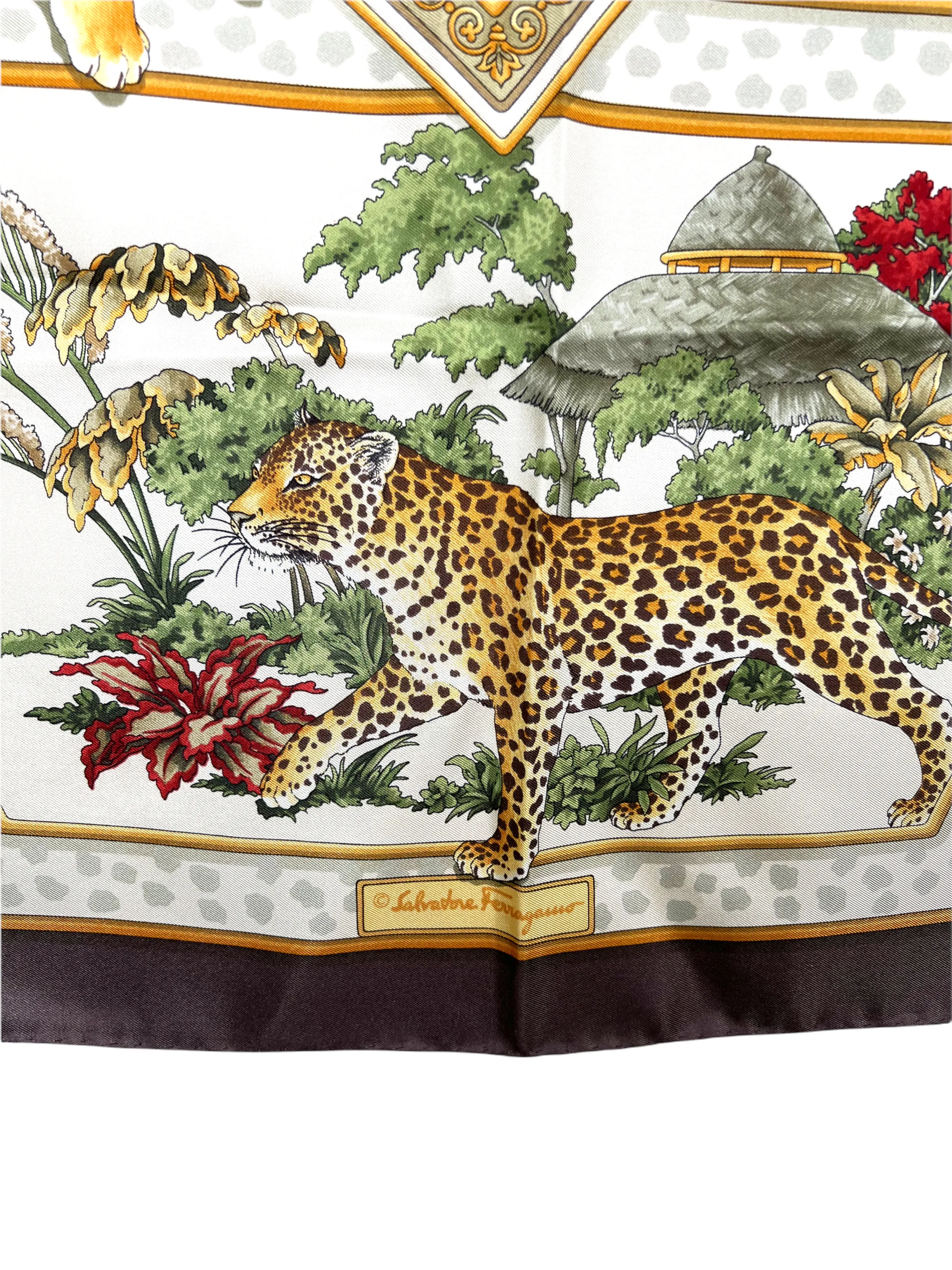 Salvatore Ferragamo Elephant Jungle Silk Scarf NWT