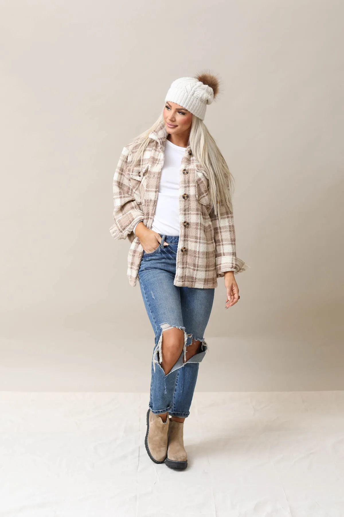 Sherpa Fleece Plaid Jacket