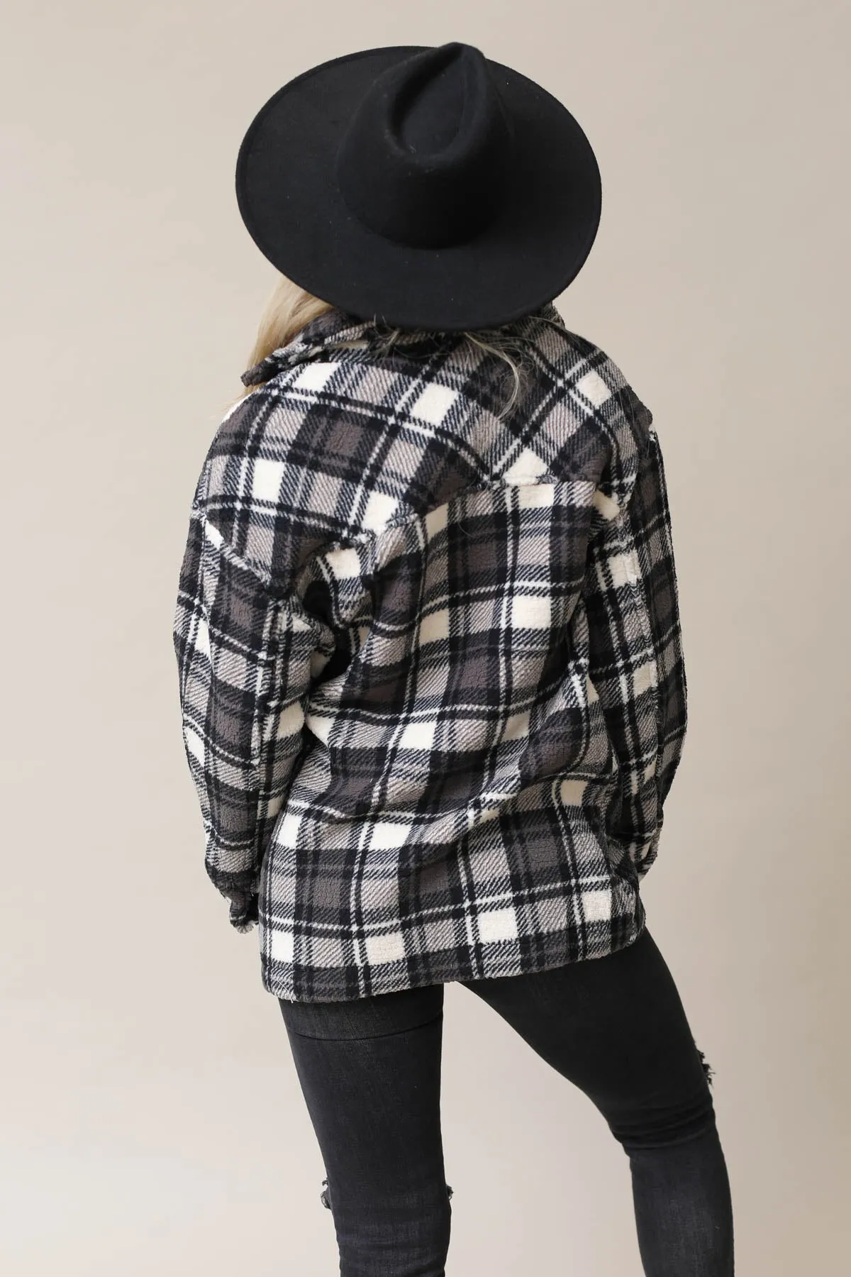 Sherpa Fleece Plaid Jacket