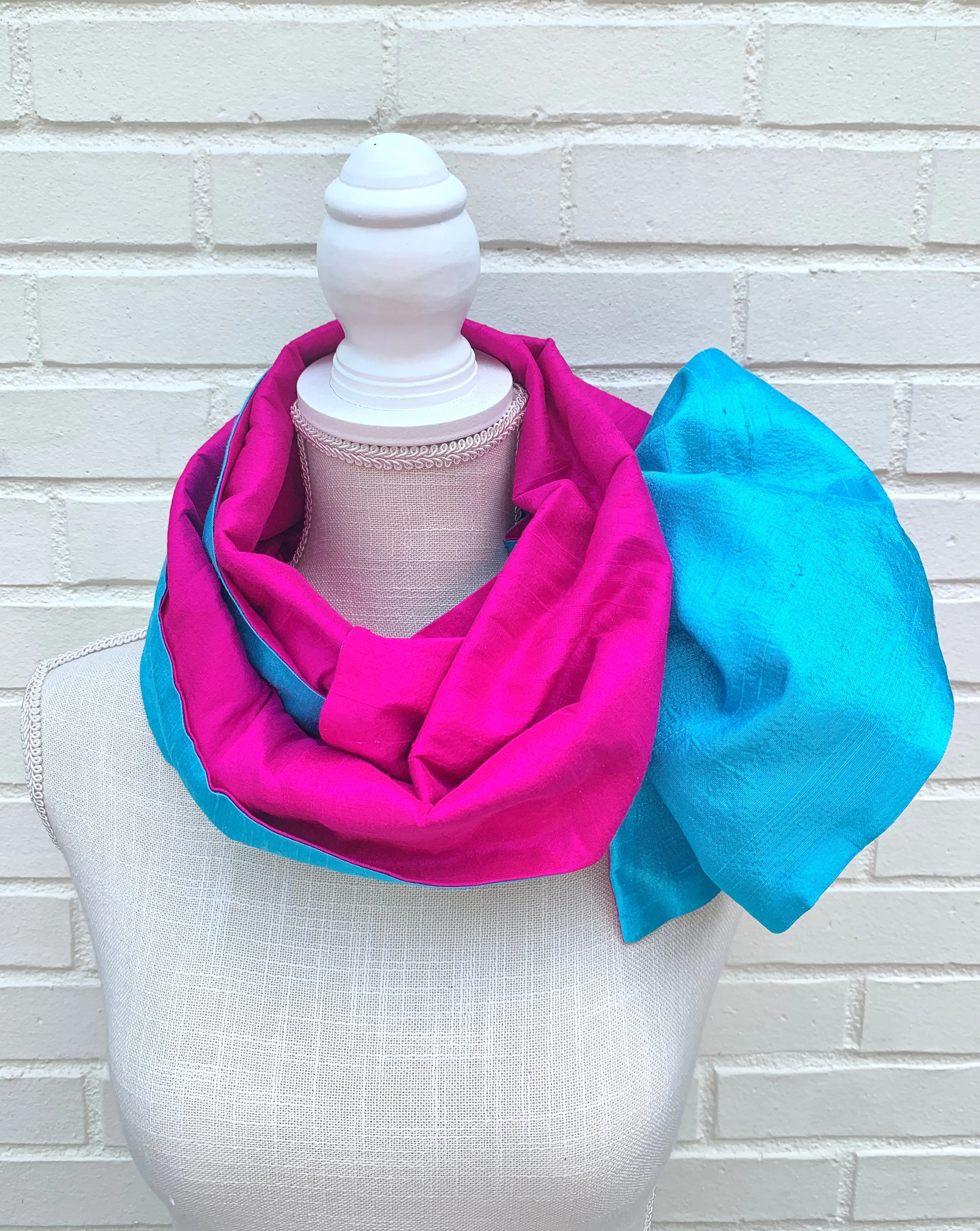 Silk Wrap in Fuchsia Turquoise (LW100)