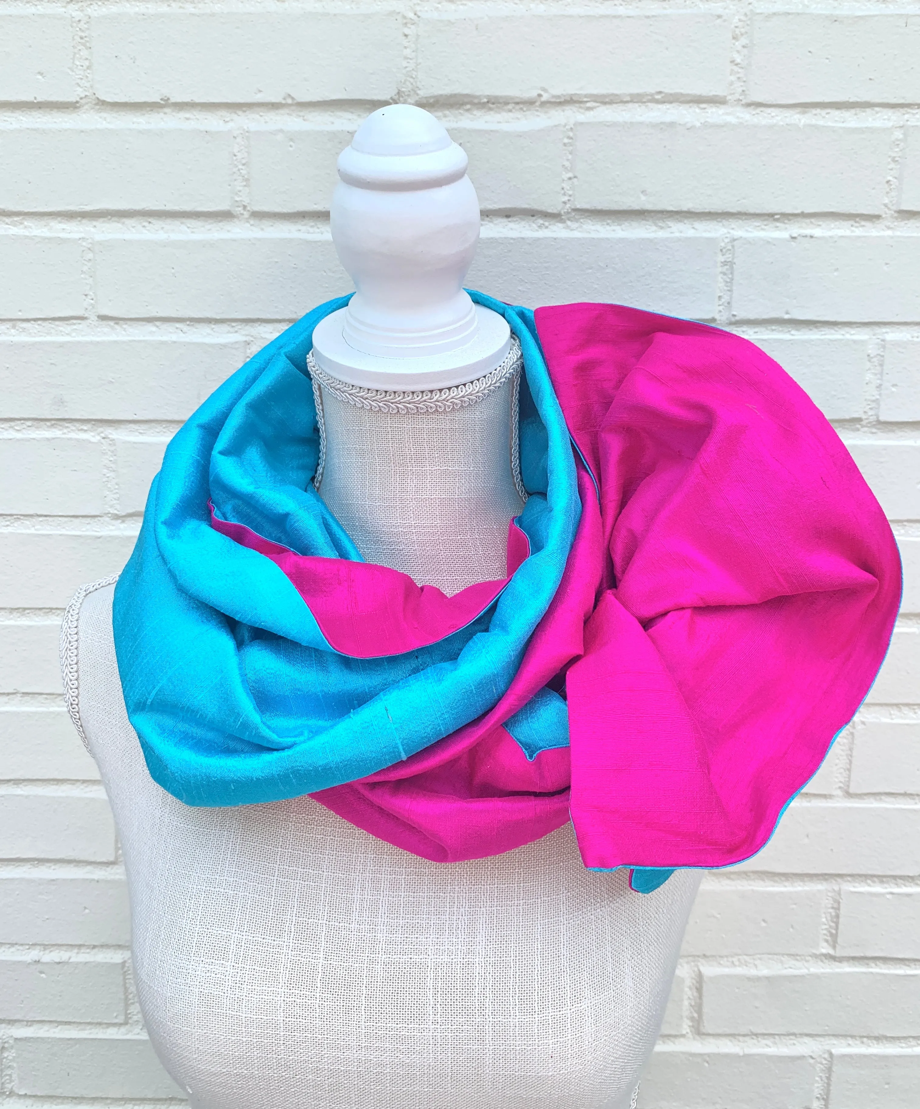 Silk Wrap in Fuchsia Turquoise (LW100)