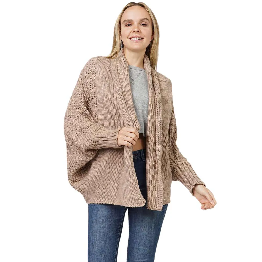 Solid Sweater Open Cardigan