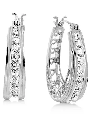 Sterling Silver 1/4cttw Hoop Earring