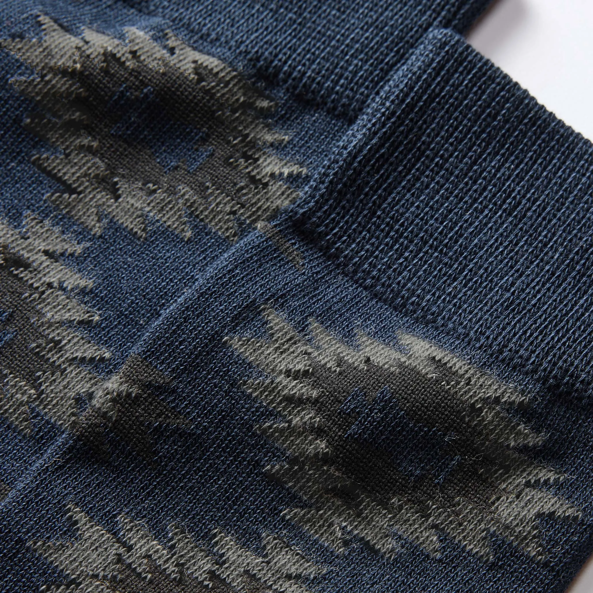 The Crew Sock in Navy Kilim