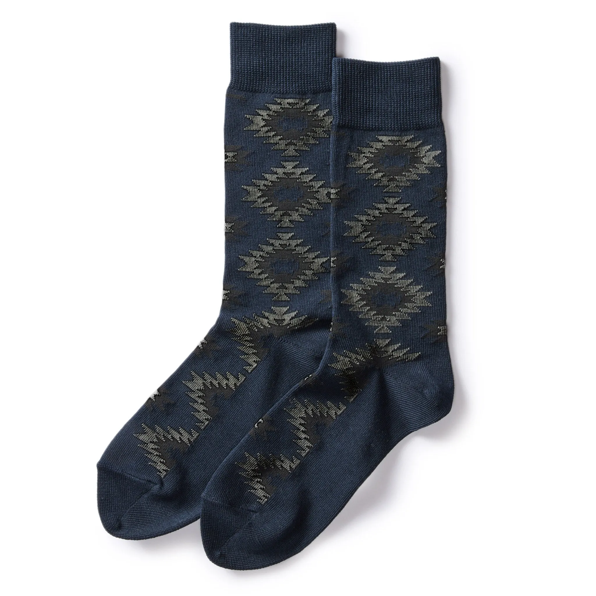 The Crew Sock in Navy Kilim