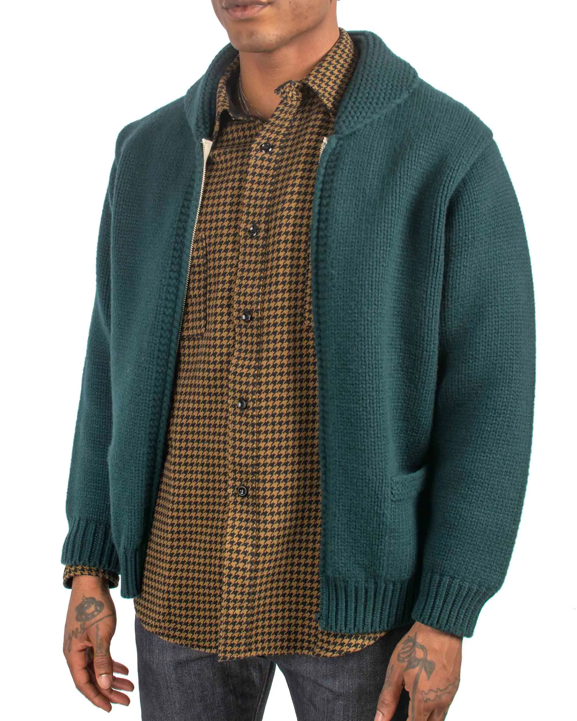 The Real McCoy's MC21113 Heavy Wool Cashmere Sweater Green