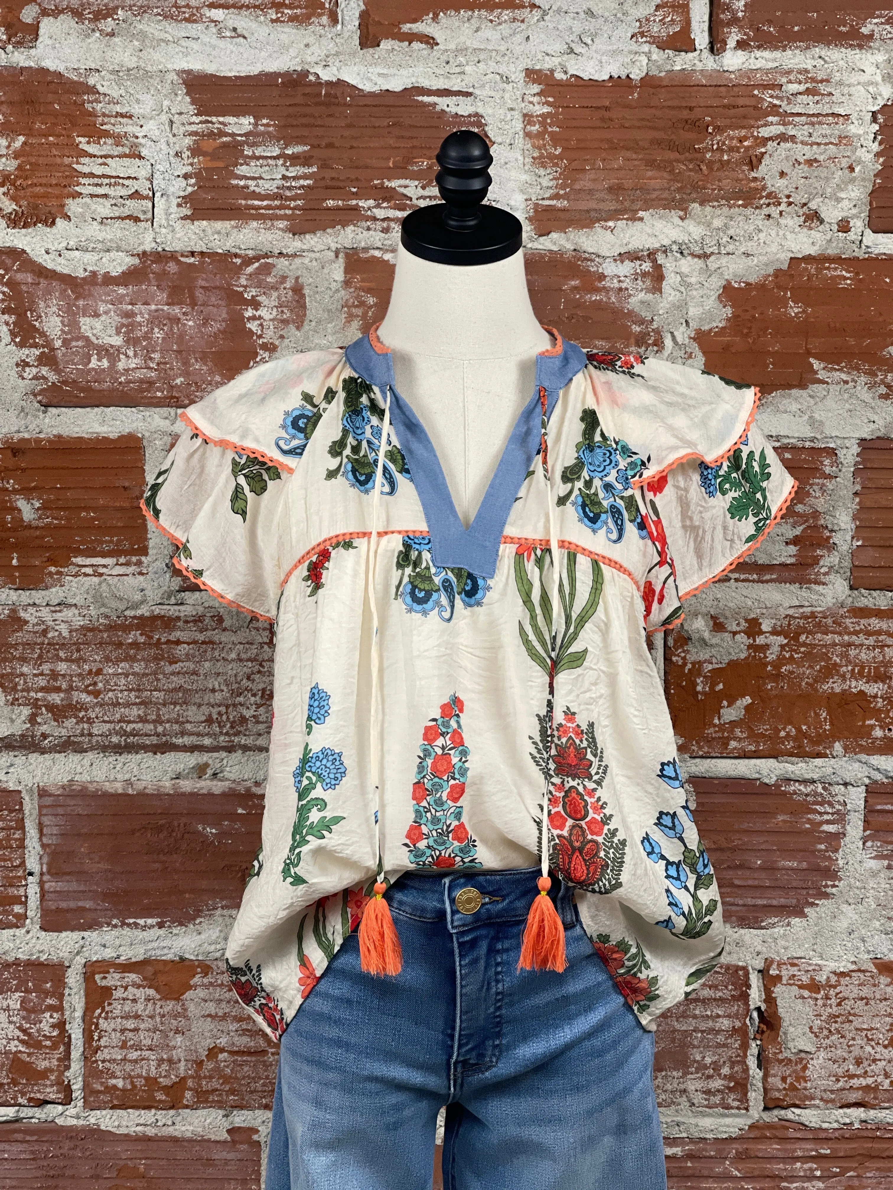 THML Georgia Top in Cream Floral