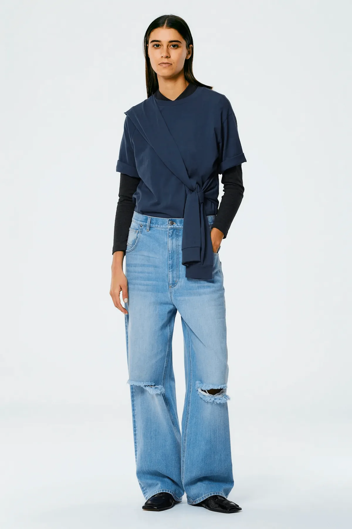 Tibi Vintage Wash Ryder Jean - Vintage Blue