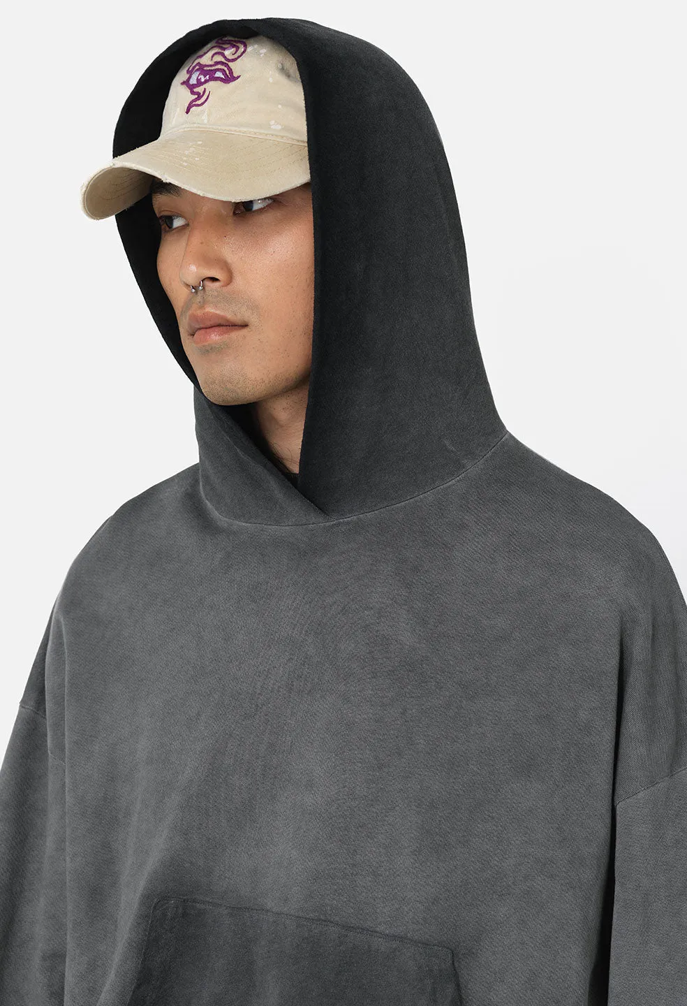 Tuck Terry Hoodie / Oil Wash Black