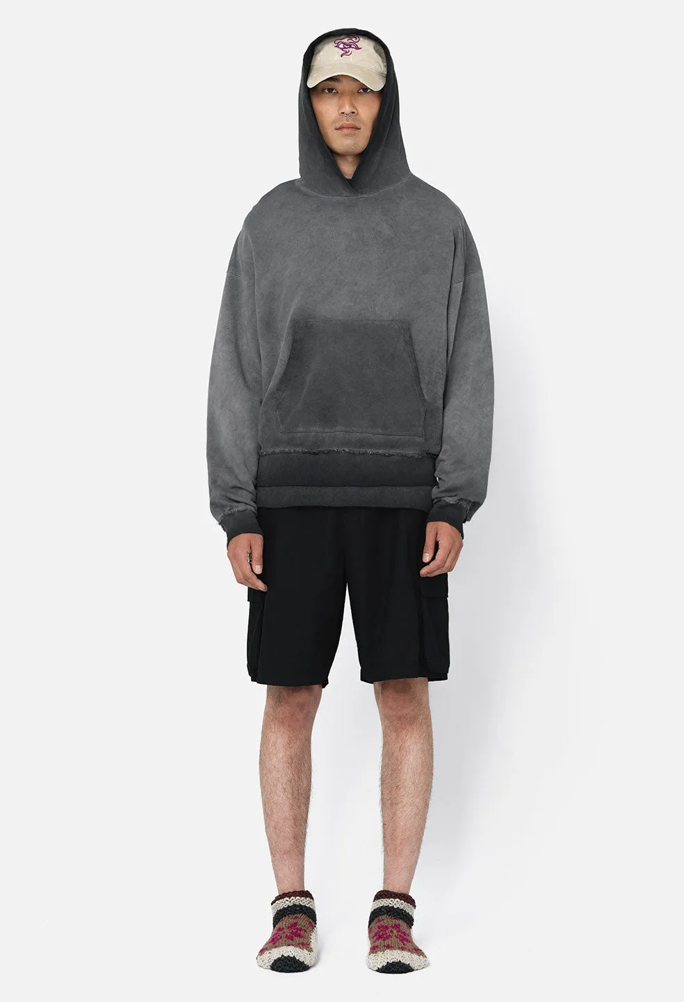 Tuck Terry Hoodie / Oil Wash Black