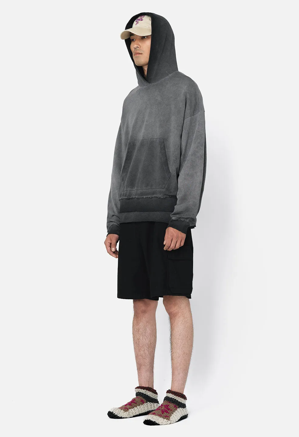 Tuck Terry Hoodie / Oil Wash Black