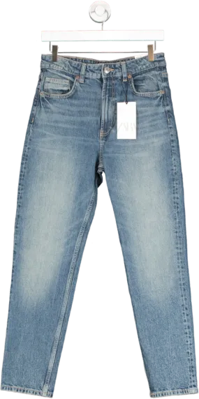 ZARA Blue High Rise Mom Fit Jeans UK 10