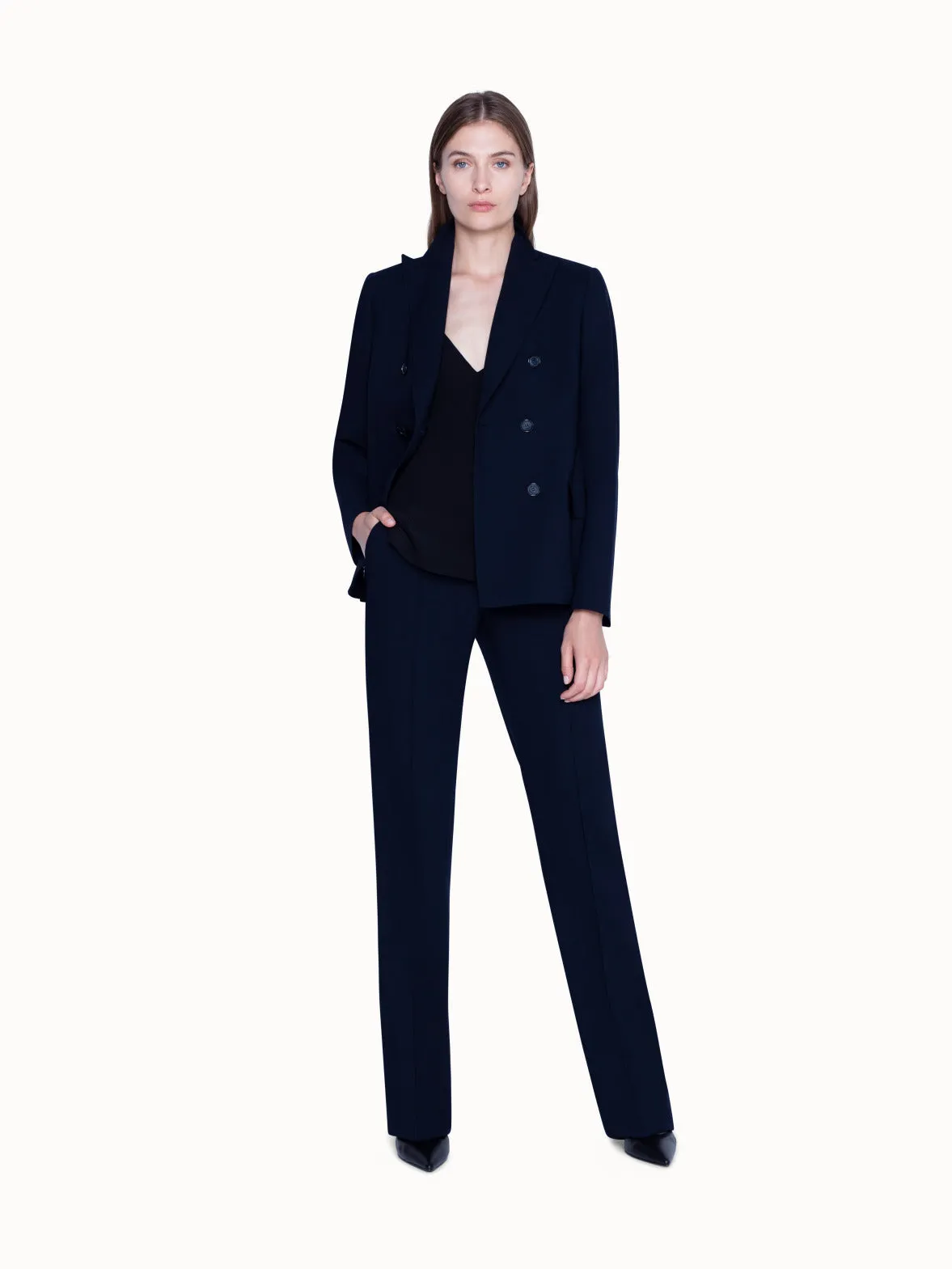 Zweireihiger Damen Blazer aus Wolle mit Stretch